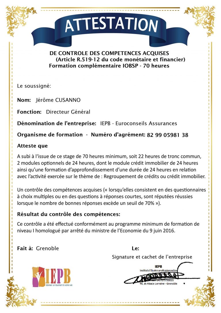 Attestation Passerelle Iobsp Vers Iobsp Iepb Centre De Formations Iobsp Ias Certifiantes